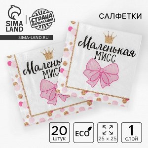 Салфетки бумажные «Маленькая мисс», 25x25 см, набор 20 шт.