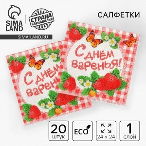 Салфетки бумажные однослойные «С днём варенья!», 25x25, 20 шт.
