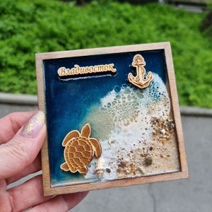 Магнит из дерева Владивосток, магнит сувенирный M-0033, шт