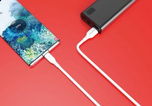 Кабель для зарядки телефона (провод питания) 3А, USB-Type C, белый, 1 м, S25, soarer, TPE, Smartbuy (iK-3112-S25w)