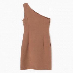Платье женское на одно плечо MINAKU: Casual Collection цвет коричневый