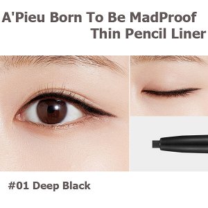 Карандаш-подводка для глаз A'Pieu Born To Be MadProof Thin Pencil Liner #01 Deep Black, 0.14г.