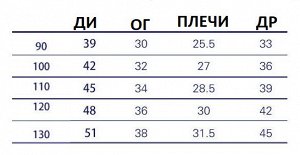 Рубашка Размерная сетка внутри