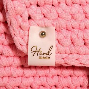 Бирка с кнопкой Hand made, 7x2 см, 10 шт., цвет золотой, белый