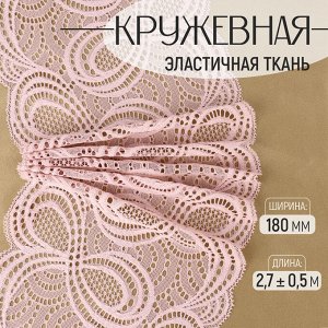 Кружевная эластичная ткань, 180 мм, 2.7±0.5 м, пудровая