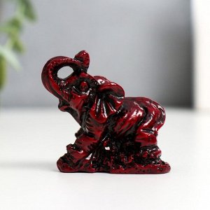 Нэцкэ фигурка «Слоны счастья», тёмно-красные, набор 6 шт., 4.5x3x4 см