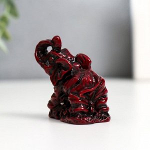 Нэцкэ фигурка «Слоны счастья», тёмно-красные, набор 6 шт., 4.5x3x4 см