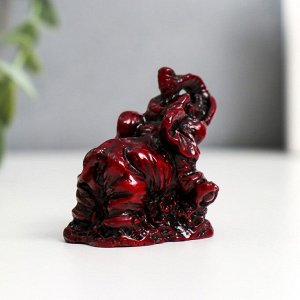 Нэцкэ фигурка «Слоны счастья», тёмно-красные, набор 6 шт., 4.5x3x4 см
