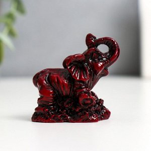 Нэцкэ фигурка «Слоны счастья», тёмно-красные, набор 6 шт., 4.5x3x4 см