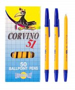 Ручка шариковая, синяя, 1мм, желтый корпус