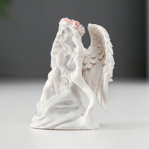 Фигурка полистоун «Ангел-девушка в розовом венке - благословение», 3x4x2.5