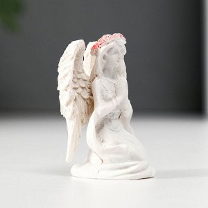Фигурка полистоун «Ангел-девушка в розовом венке - благословение», 3x4x2.5
