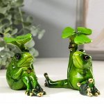 Сувенир полистоун &quot;Лягушка с листочком&quot; МИКС 10х6х11 см