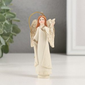 Фигурка-подвеска полистоун «Ангел с птенчиком в руке», 4.5x4x10.5 см