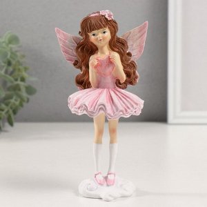 Фигурка полистоун «Девочка-ангел в розовом с сердечком», 8.5x6.5x16.5 см