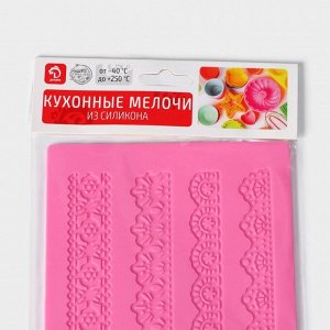 Коврик для айсинга Доляна «Узкие полосы», силикон, 39x12 см, розовый