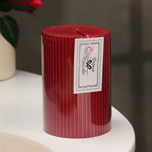 Свеча "Рельеф", 7*10см, красный металли