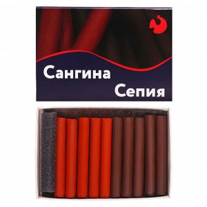 СИМА-ЛЕНД Набор сангина и сепия, 10 шт., (длина 55±1 мм; диаметр 8 мм± 1 мм), в картонной коробке