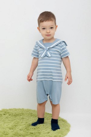 Полукомбинезон(Весна-Лето)+boys (пыльно-синий, полоска к470)