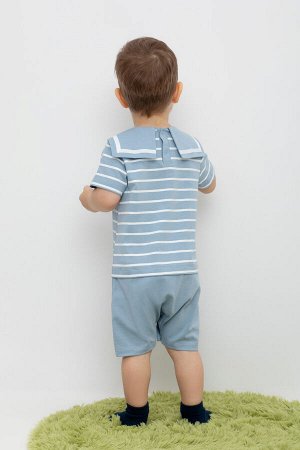 Полукомбинезон(Весна-Лето)+boys (пыльно-синий, полоска к470)