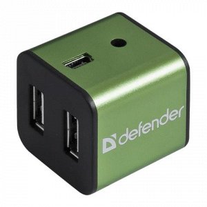 Хаб DEFENDER QUADRO IRON, USB 2.0, 4 порта, алюмин. корпус, порт для питания, 83506