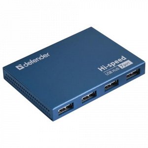 Хаб DEFENDER SEPTIMA SLIM, USB 2.0, 7 портов,порт для питания, алюминевый корпус, 83505