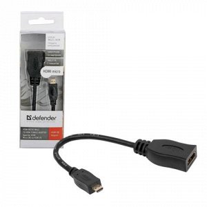 Кабель-переходник HDMI-microHDMI 14,5см  DEFENDER, F-M, для передачи цифрового аудио-видео, 87301