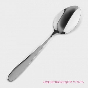 Набор ложек столовых Доляна «Симпли», длина 20.5 см, 6 шт., нержавеющая сталь, серебристый