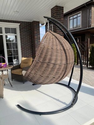 Плетеное двойное подвесное кресло-кокон ( коричневый ) DeckWOOD