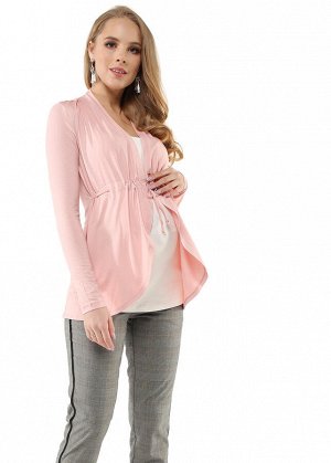Блуза "Лира" для беременных и кормящих; цвет: пудровый/белый