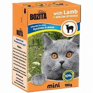 Bozita тетрапак 190гр д/кош Mini Ягненок/Желе (1/16)