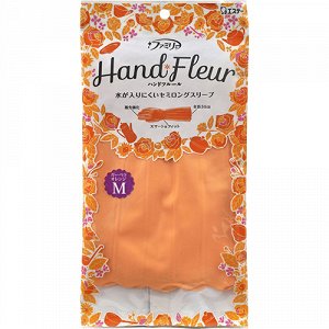 Тонкие виниловые перчатки "ST" с фиксацией на кончиках пальцев (длинные) оранжевые, РАЗМЕР M, 1пара