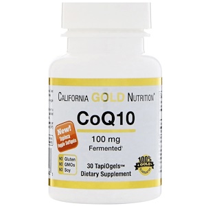 California Gold Nutrition, CoQ10, TapiOgels, 100 мг, 30 Овощные мягкие гели