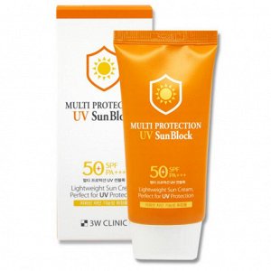 3W Нежный солнцезащитный крем СПФ50+++MULTI PROTECTION UV SUN BLOCK 70мл.1*100шт Арт-75694