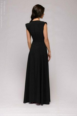 Платье черное длины макси с глубоким декольте