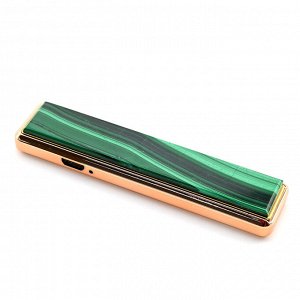 Подарочная зажигалка USB с камнем малахит.