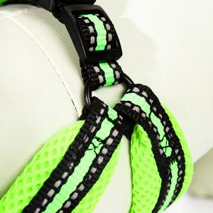 Комплект амуниции мягкий, светоотражающий, поводок 120 х 1,5 см, ОШ 35-53 см, зелёный