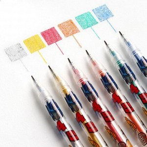 Ручка шариковая с блестками, в наборе 6 цветов, «Трансформеры»