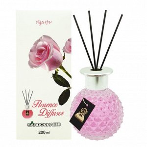 Жидкий освежитель воздуха Aroma Diffuser стеклянный флакон + палочки, роза 200мл