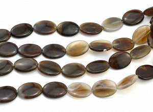 Бусины из агата кофейного овал 25*34мм, 41см, 12 бусин