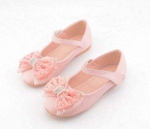 Туфли для девочки на плоской подошве с бантом цвет: РОЗОВЫЙ