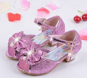 Туфли для девочки на на низком каблуке с бантом цвет: РОЗОВЫЙ