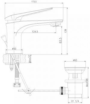 LM5906CW "Аллегро" Смеситель для умывальника монолитный, хром/белый