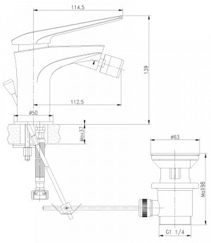 LM5908CW "Аллегро" Смеситель для биде, хром/белый