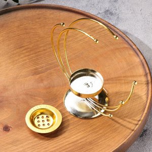 Aljenda Подставка для благовоний порошковых и конусов &quot;Полумесяц&quot;, золотистый, 15,5х15 см