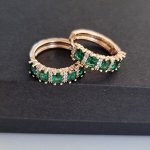 Серьги коллекция &quot;&quot; покрытие позолота, вставка: фианиты, цвет: прозрачный и зеленый, Х000864746, арт.001.840