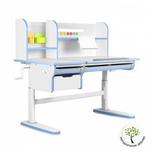 Растущая парта для школьника Kinderzen Dali Plus белый/голубой