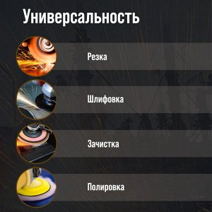 Аккумуляторная УШМ ТУНДРА, 20 В, 1.3 Ач, Li-Ion, 8500 об/мин, 125x22.2 мм
