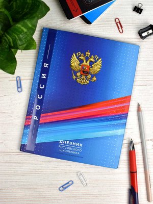 Дневник российского школьника, А5+, 48 л, интегральный переплёт, конгрев, выборочный УФ-лак, матовая ламинация