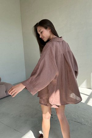 Костюм лён  SET019/16/Светлый брауни